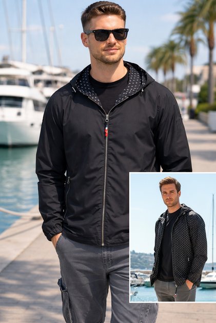 Men's Double Sided Seasonal Jacket Single Top Reu-24726 Black