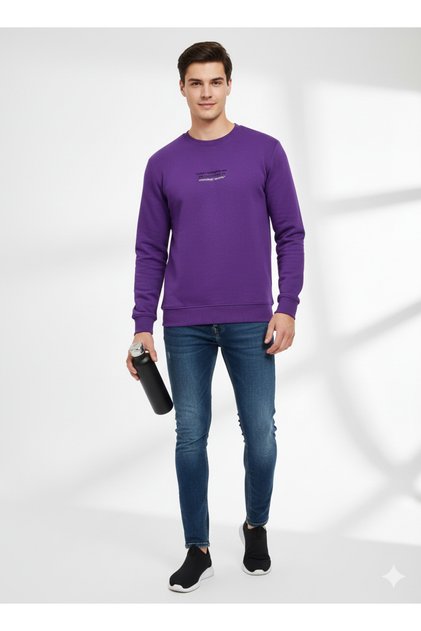 Unısex Bisiklet Yaka Baskılı Regular Fit Yumuşak Dokulu Uzun Kollu Sweatshirt