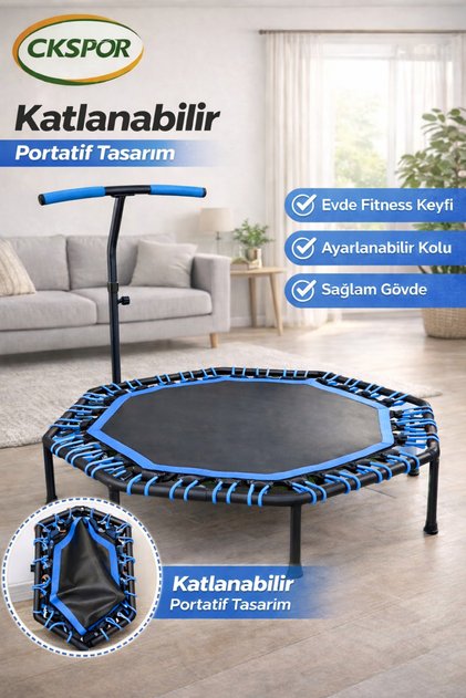 Tutunmalı Katlanabilir Step Trambolin Sekizgen Ev Tipi Fitness Zıplama Trambolini