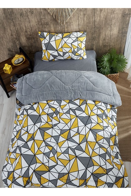 Geometric Patterned Single Reversible Welsoft Duvet Set Wellsoft Blanket Fluffy Soft Yo