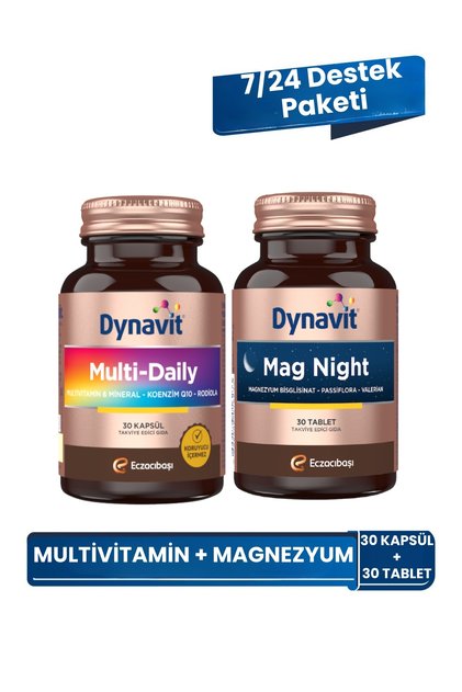 MultiDaily 30 Kapsül & Mag Night 30 Tablet - Multivitamin, Akşam/Gece Magnezyumu - 7/24 Destek Paket