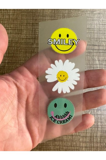 10x4 Cm Ütü İle Yapışan Smile Papatya Transfer Baskı Arma