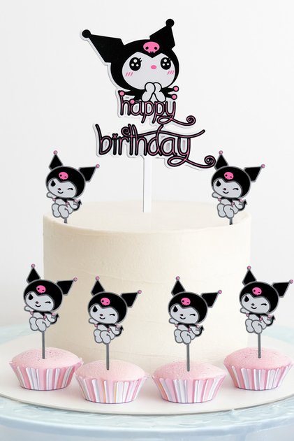 Kuromi Temalı Pasta ve Muffin Cupcake Süsleme Seti (7 parça)