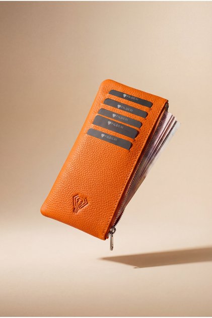 Genuine Leather Long Card Holder with Coin Compartment 2127