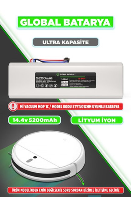 Xiaomi Mi Vacuum Mop 1c 2in1 Akıllı Robot Süpürge Bataryası 14.4v 5200mah Pil (ULTRA KAPASİTE)