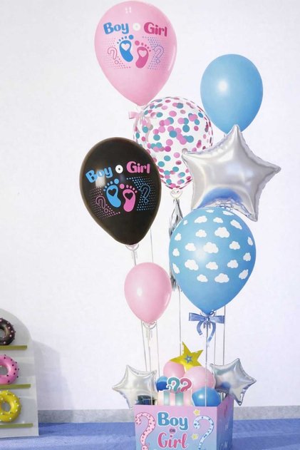 Balloon Stand - Gender Reveal Balloon Stand Pink Baby Shower Desktop Decor Box (Without Balloons)