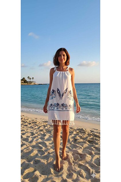 beach dress sale uk ZAPAKA Women Green Summer With Slit Printed Spaghetti Straps A Line Midi Beach Dress, Green / M