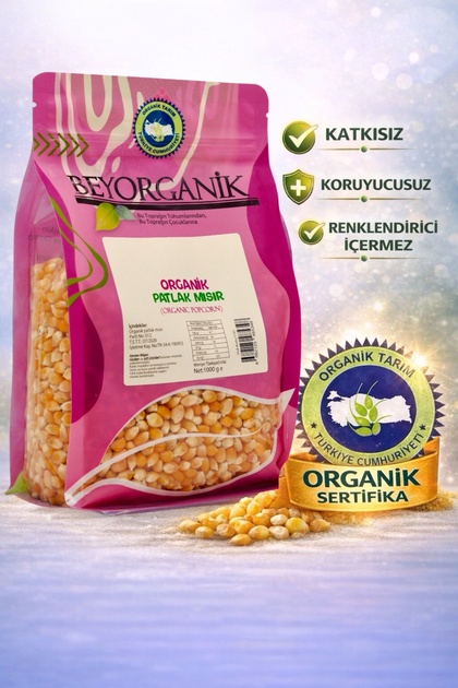 ORGANİK Patlak Mısır 1kg (PESTİSİT ve AFLATOKSİN ANALİZLİ)