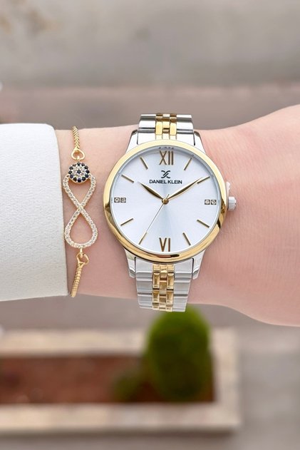 Sarı Silver Renk 24 Ay Garantili 35 mm Kadın Kol Saati ve Bileklik
