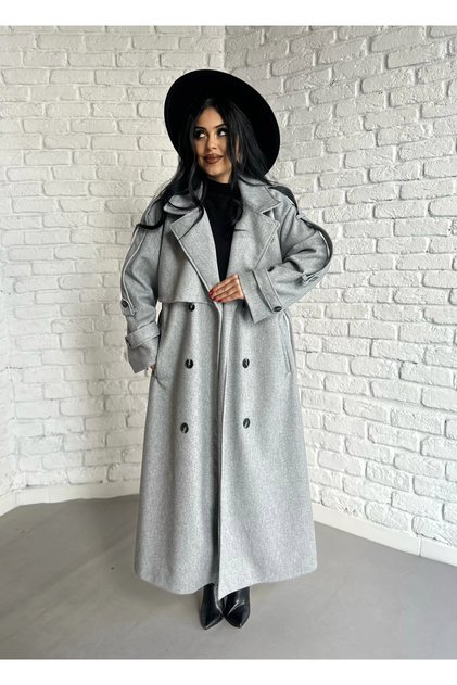 Kadın Premium Uzun Kuşaklı Astarlı Kaban