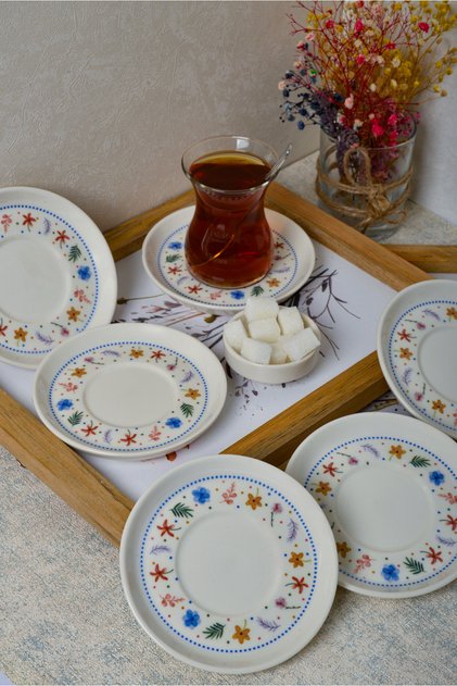 Dalya 6-Piece 12 cm Porcelain Tea Plate Off-White
