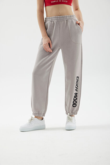 ELASTIC LEGS COMFORTABLE CUT HIGH WAIST PRINTED TRACKPANTS