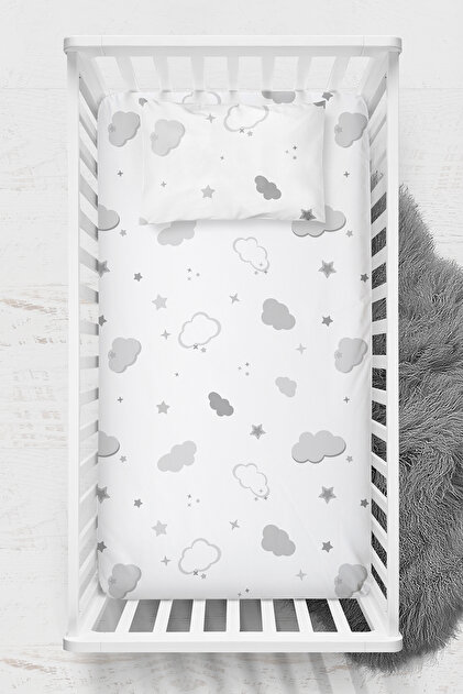 Cotton Ranforce Elastic Sheet Set - Gray Cloud - 70X120 35X45