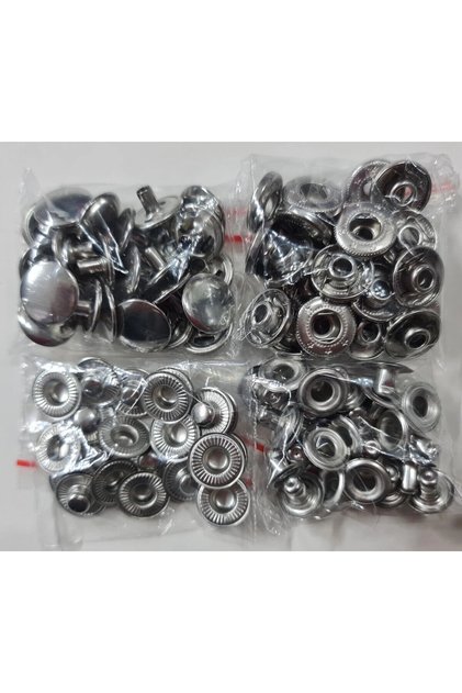 50 adet 15mm Paslanmaz Alfa Çıtçıt (50 Takımdır) Gümüş (Nikel)