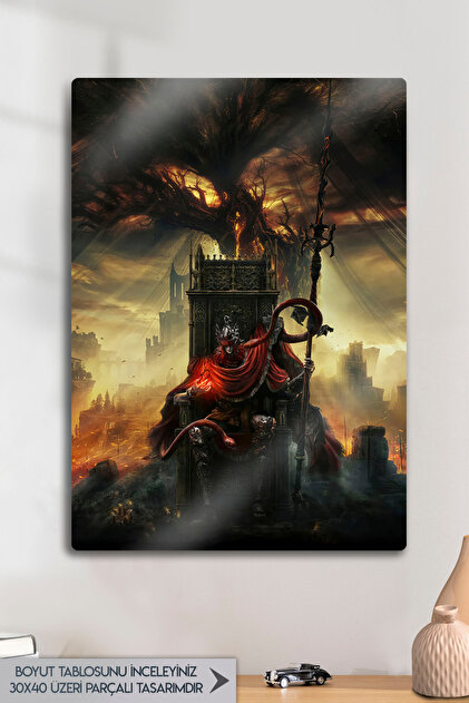 DekorHane Metal Baskı - Elden Ring, Oyun Odası Tablo, Parlak