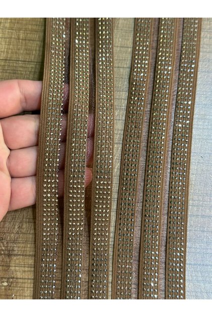 Brown Striped Stone Rubber Sewing Clothing Accessory 5X25
