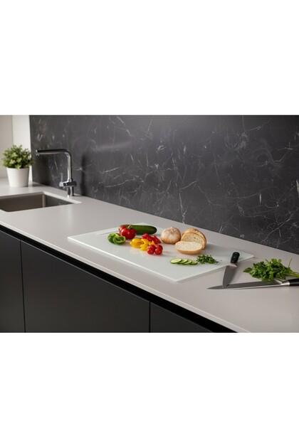 30X70Cm - Plain White, Glass Cutting Board - Presentation Tray
