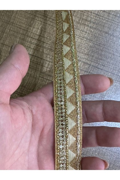 2.5 cm Wide Embroidered Indian Fabric Ribbon Sewing Accessory 1 Meter Brown