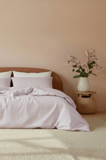 Camelia Single Flat Ranforce Duvet Cover Set - Lilac 100% Cotton