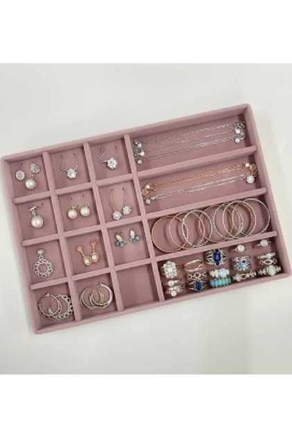 Paris Model Suede Fabric Pink Color 34/24cm Jewelry Display Drawer Stand