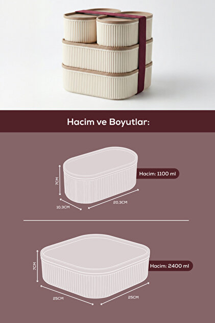 Vienev 4'lü Elastik Bantlı İstiflenebilir Pratik Saklama Kabı Seti