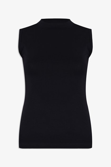 Kadın Kolsuz Likralı Pamuklu Yarım Balıkçı Body