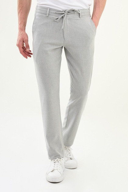 Straight Super Slim Fit Drawstring Men's Trousers Gray - 38343.26Y