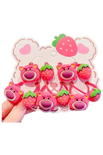 10 Pieces Pink Teddy Bear Lotso and Strawberry Rubber Buckle Set