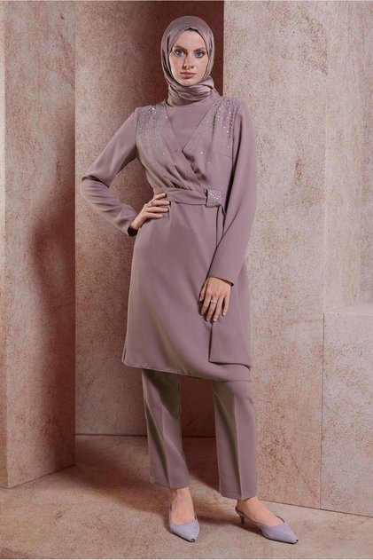 TAŞ DETAYLI PANTOLONLU TAKIM 30279