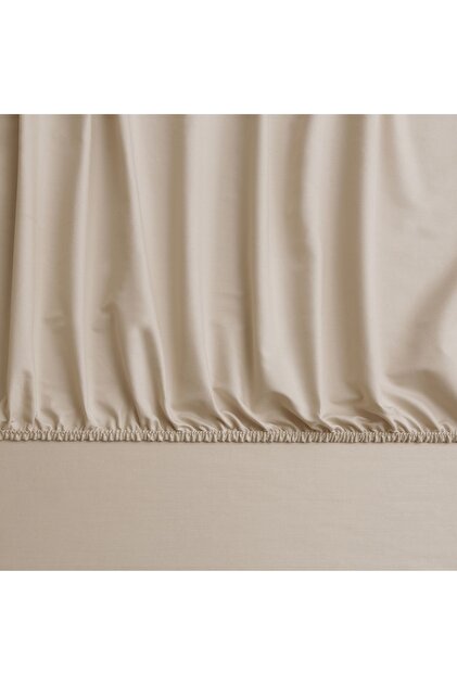 Mix&Match Cotton Satin Queen Size Fitted Sheet Camel