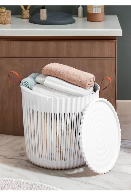 Coș de rufe murdare FLEXION alb cu capac 33 l