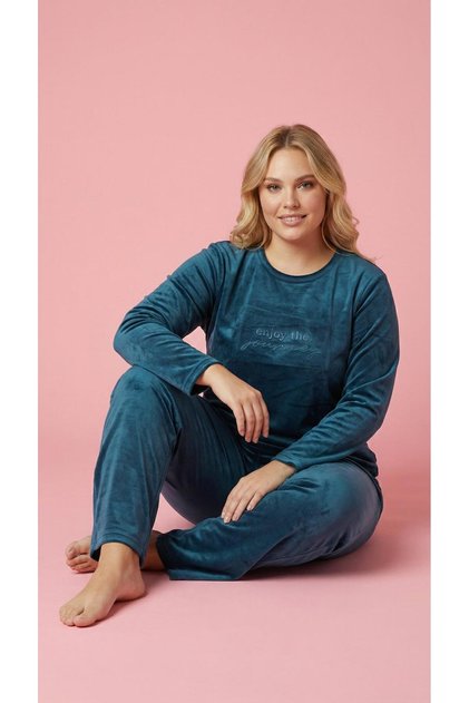 Kadın Büyük Beden Kadife Kışlık Pijama Takımı