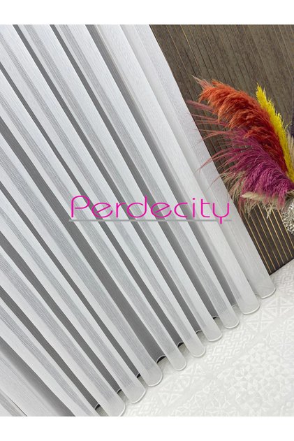 Glittery Bamboo Slub Wrinkle-Free Ironing Tulle Curtain 1E 2Ply Pleated Tulle