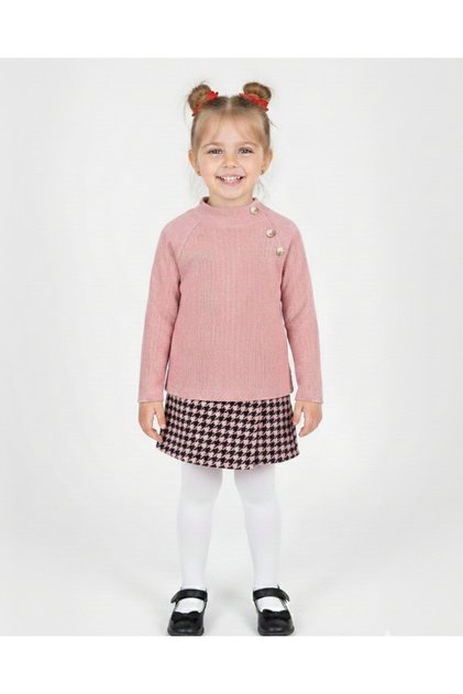 Girl's Sweater with Shorts Skirt and Half Turtleneck Blouse, 3-11 Years Old, Stylish Holiday Outfit Set