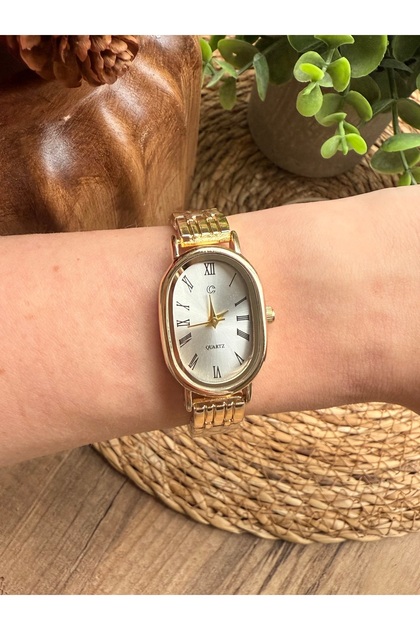 Oval Gold Inside White-Gold Women's Wristwatch
