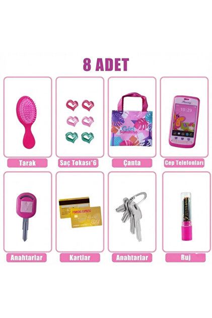 craftivio Prenses Çantası Oyuncak Seti - Telefon, Anahtar, Tarak