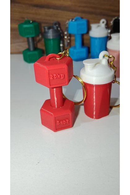 Sports Themed Dumbbell & Shaker Keychain Set That Makes Sound When Shaken / Bag Ornament
