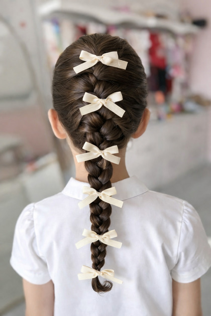 Baby Girl Children Mini Ribbon Bow Clip Hairpin 6 Pieces