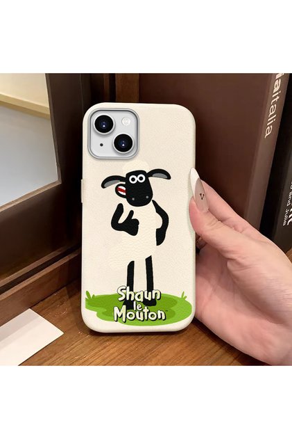 iPhone 13/14 Compatible White Leather Textured Silicone Protects Camera Shock-Absorbing Case Cover