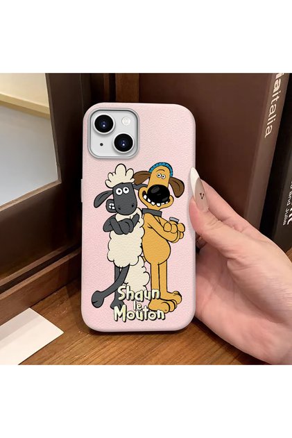 iPhone 14 Plus/15 Plus Compatible Pink Leather Textured Silicone Protects Camera Shock-Absorbing Case Cartoon