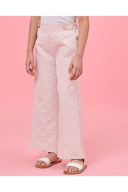 Girls Pink Jacquard Trouser