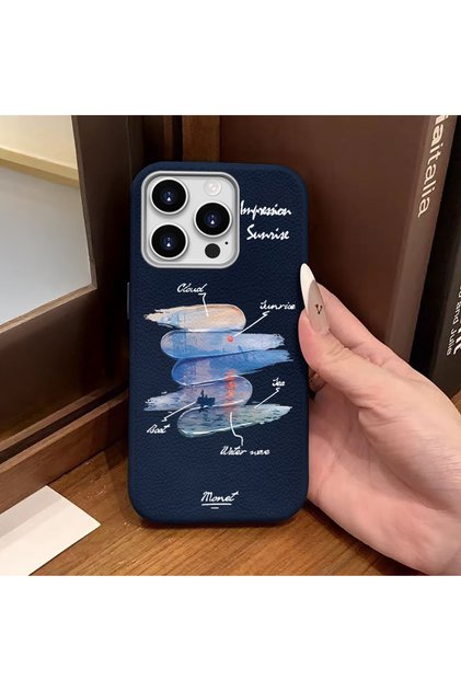 iPhone 14 Pro Max Compatible Blue Leather Textured Silicone Protects Camera Shock Absorbing Case
