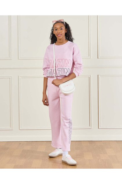 Senior Girls Pink Crop Top Jog Set (2 Piece)