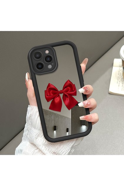 iPhone 14 Pro Max Compatible Bowknot Mirror Case Silicone Full Protection