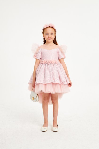 Girl's Evening Dress Ball Gown & Special Occasion 6-12 Years Strapless Balloon Sleeves with Gift Bag and Crown