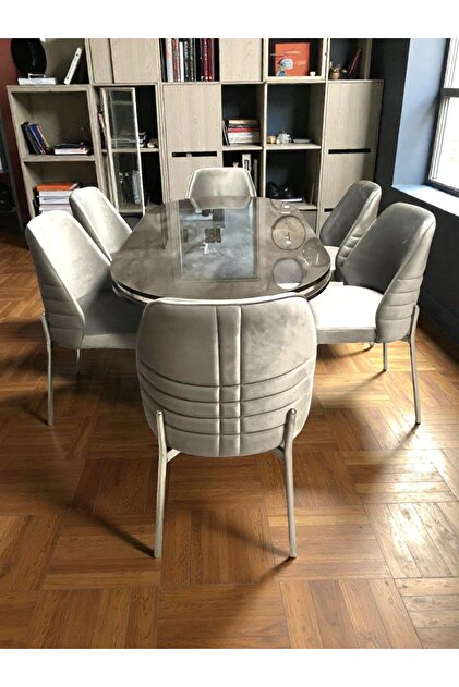 MSY HOME 6 Kişilik Monaco Stil Krom Çizgili Gri Yönsüz Kumaş İroni