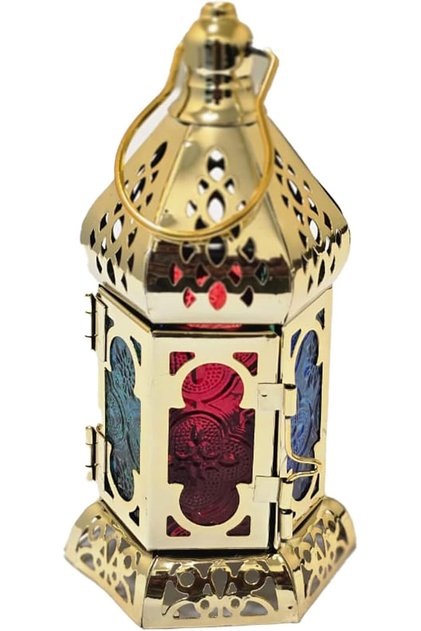 YU WELL Metal Ramadan Lantern with Light, Ramadan Kareem Decorative Lamp for Indoor, Home 17 x 8 CM