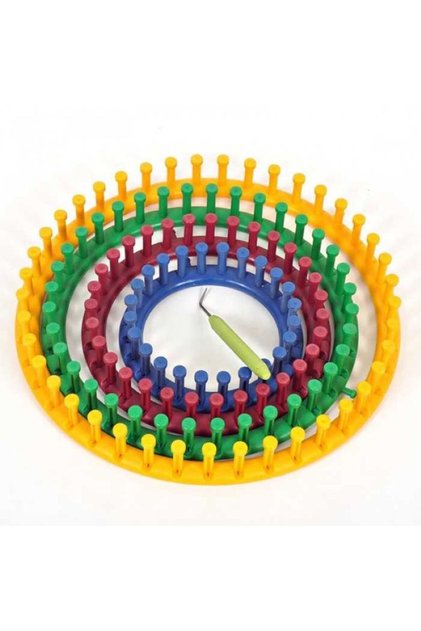 Round Weaving Loom - Hat and Beanie Knitting Hand Tool Set of 4 Scarf and Beanie Making Kit