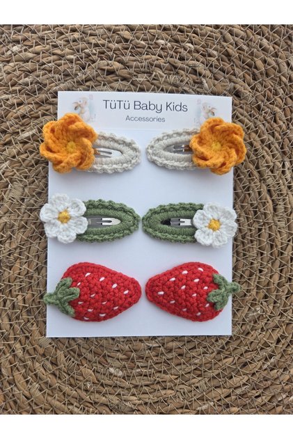 Baby & Child & Adult Buckle Set 6-Piece Hair Accessory Handmade 4 cm Snap Fastener Knitted 100% Cotton
