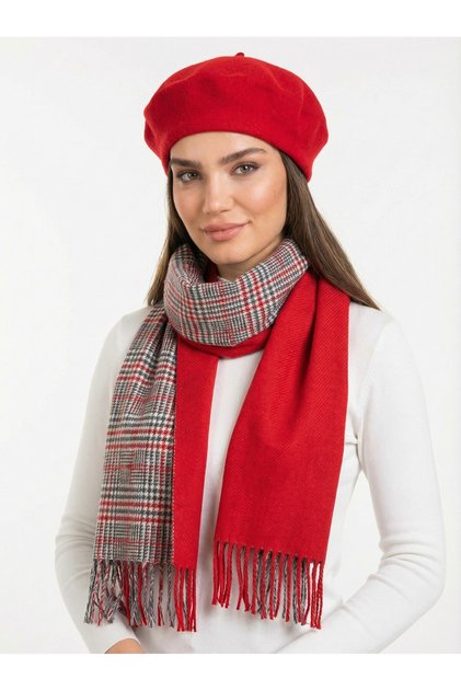 Women's Felt Painter Beret and Double-Sided Shawl Set – Stylish Winter Accessory Set